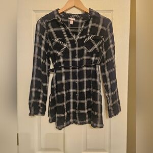 Isabel Maternity by Ingrid & Isabel Black and White Plaid Button Down Shirt